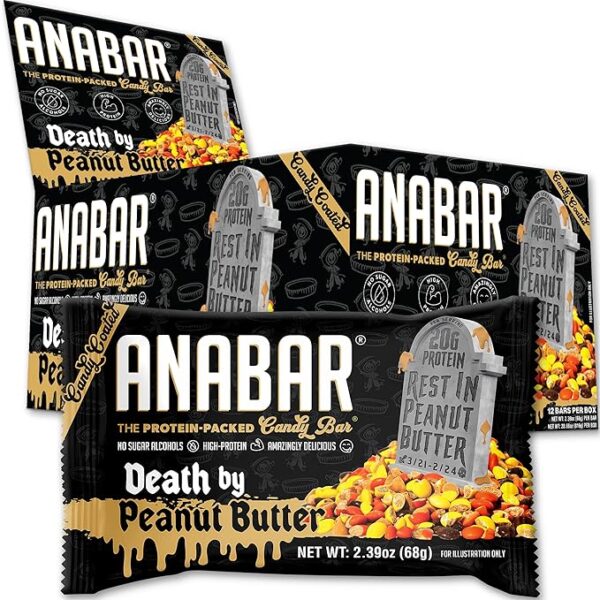 Anabar Protein-Packed Candy Bar Death by Peanut Butter 2.39oz 12ct